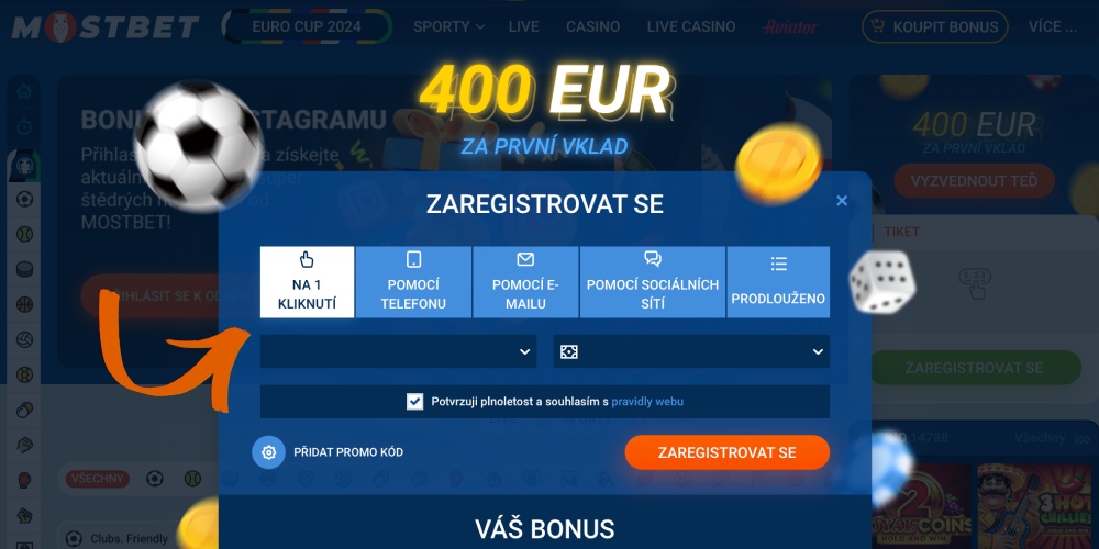 2 vyberte způsob registrace